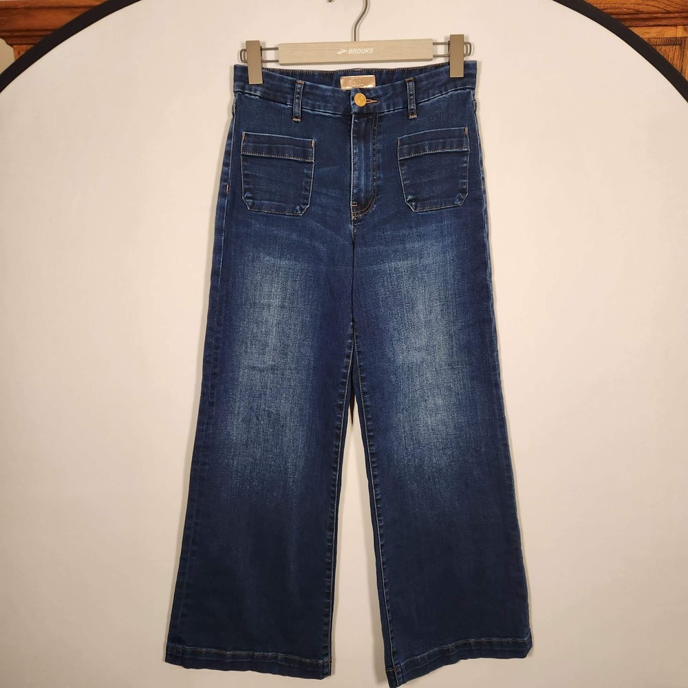 Kut From the Kloth Meg High Rise Patch Pocket Wide Leg Jeans Size 2